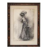 Anna E. Meltzer (1896-1974) Charcoal On Paper 1945