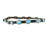 Navajo Sterling Silver Turquoise Concho Hatband