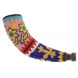 Early Vintage Huichol Fully Beaded Powder Horn
