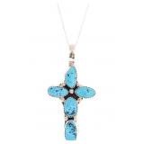 Navajo BB Tsosie Sterling Turquoise Cross Necklace