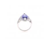 Fine AAA Tanzanite 6.85 cts. & VS1 Diamond Ring