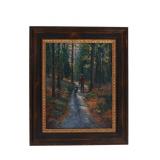C. Thayer 'Man Walking Dog Through Woods' Artwork
