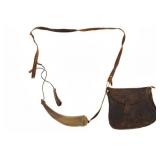 18th-19th C. Native American Powder Horn & Pouch