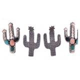 Southwestern Sterling Silver Cactus Earring Pair