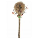 19th C. Plains Buffalo Scrotum Pictorial Rattle