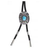 Navajo Singer Sterling Silver & Turquoise Bolo Tie