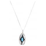Navajo F. Perry Sterling Silver Turquoise Necklace