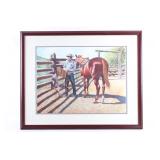 Dan Cody Muller (1888-1970) Saddlin' Up Watercolor
