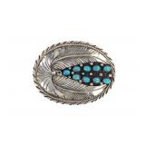 Navajo S. Ray Sterling Silver Turquoise Buckle