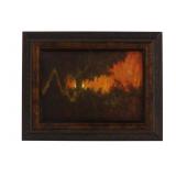 'Forest Fire' Oil on Board by RK II c. 1950's