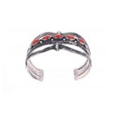 Navajo G Begay Sandcast Red Branch Coral Bracelet