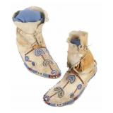 c.1870 Blackfeet High Top Beaded Buffalo Moccasins