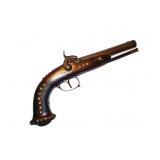 19th-C Cherokee Tacked USIS Stamped Dueling Pistol