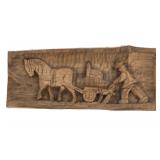 Antique German Peasant Farmer Ploughing Carving