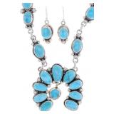 Stunning Navajo Squash Blossom Lariat Necklace Set