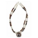 Navajo Sterling Silver Montana Agate Necklace