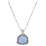 Navajo S. Begay Sterling Silver Blue Opal Necklace