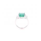 NATURAL 2.96ct Emerald Diamond 18k White Gold Ring