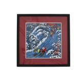 Japanese Skiing Block Print Artwork by Changchun