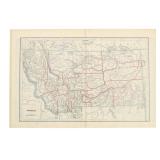 1891 Geo. F. Cram Engraved Hand-Coloured Montana