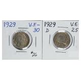 1929 & 1929-D  Buffalo Nickels  VF