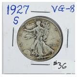1927-S  Walking Liberty Half Dollar   VG+