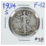 1934-S  Walking Liberty Half Dollar   F