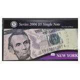 2006  $5 Federal Reserve Note   New York  CU