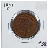 1851  Large Cent   F