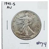 1943-S  Walking Liberty Half Dollar   AU