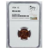 1934  Lincoln Cent   NGC MS-66 RD