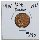 1915  $2 1/2 Gold Indian   AU