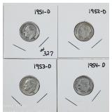 Lot of 4  D-Mint  Roosevelt Dimes
