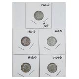 Lot of 5  D-Mint  Roosevelt Dimes