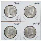 2 sets  1964 P&D  Kennedy Half Dollars