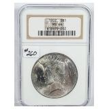 1922  Peace Dollar   NGC MS-64