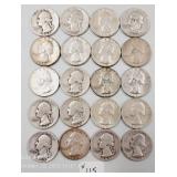 20  90% silver  Washington Quarters