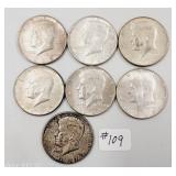 7  40% silver  Kennedy Half Dollars