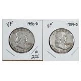 1958-D & 1959-D  Franklin Half Dollars   VF