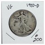 1937-D  Walking Liberty Half Dollar   VG