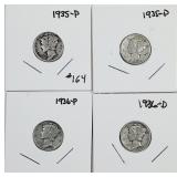 Lot of 4  Mercury Dimes