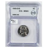 1955-D/S  Jefferson Nickel   ICG MS-63
