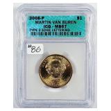 2008-P  Martin Van Buren Dollar  ICG MS-67