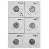 Lot of 6  Roosevelt Dimes
