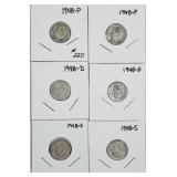 Lot of 6  Roosevelt Dimes
