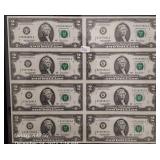 Uncut sheet of 8  2003-A  $2 FRN