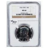 1966 SMS  Kennedy Half Dollar   NGC MS-66