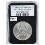 1883-O  Morgan Dollar   Littleton MS-60  Rev Toned