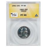 1962  Washington Quarter   ANACS PF-66
