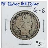 1911  Barber Half Dollar   G